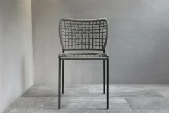 2er-Set Stuhl Corda Chair Handgeflochtene Sitzfläche Stoff Kevlar Hellgrau