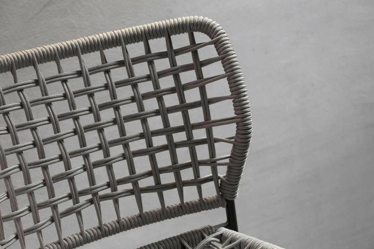 2er-Set Stuhl Corda Chair Handgeflochtene Sitzfläche Stoff Kevlar Hellgrau