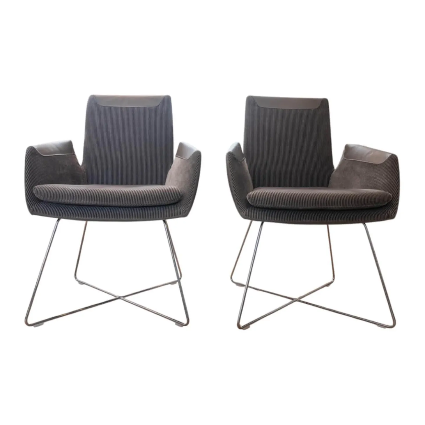 2er-Set Stuhl Cordia Leder 172 Trüffel Grau 9081