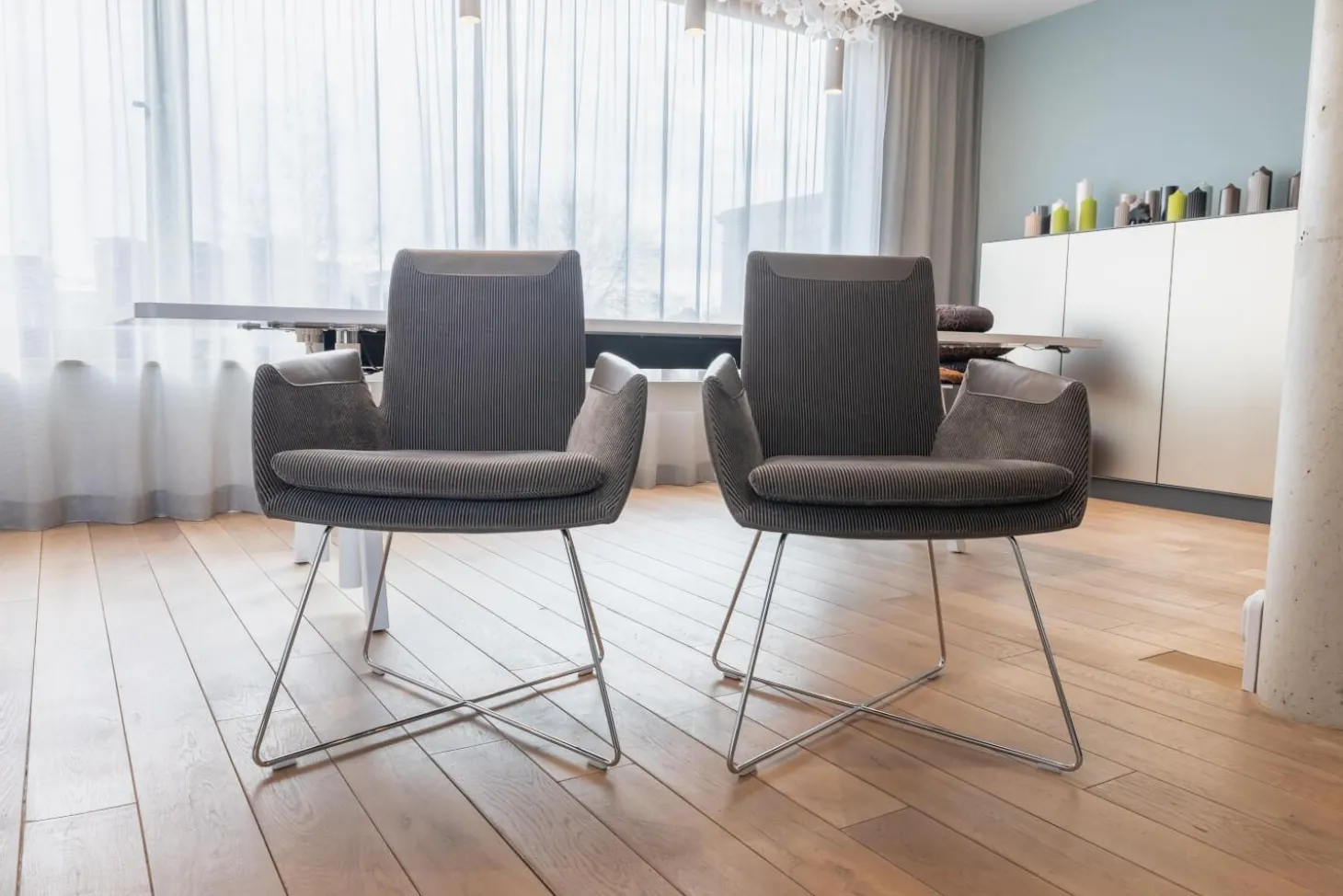 2er-Set Stuhl Cordia Leder 172 Trüffel Grau 9081