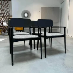 4er-Set Stuhl Curve Stoff E Skyros 04 Visione Grau Gestell Ulme Schwarz