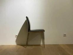 4er-Set Stuhl Dart Leder Braun Mocca Gestell Aluminiumdruckguss Hochglanz