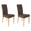 2er-Set Stuhl Diverso Leder Toledo Bruin Braun Gestell Vierfuß Eiche Lackiert