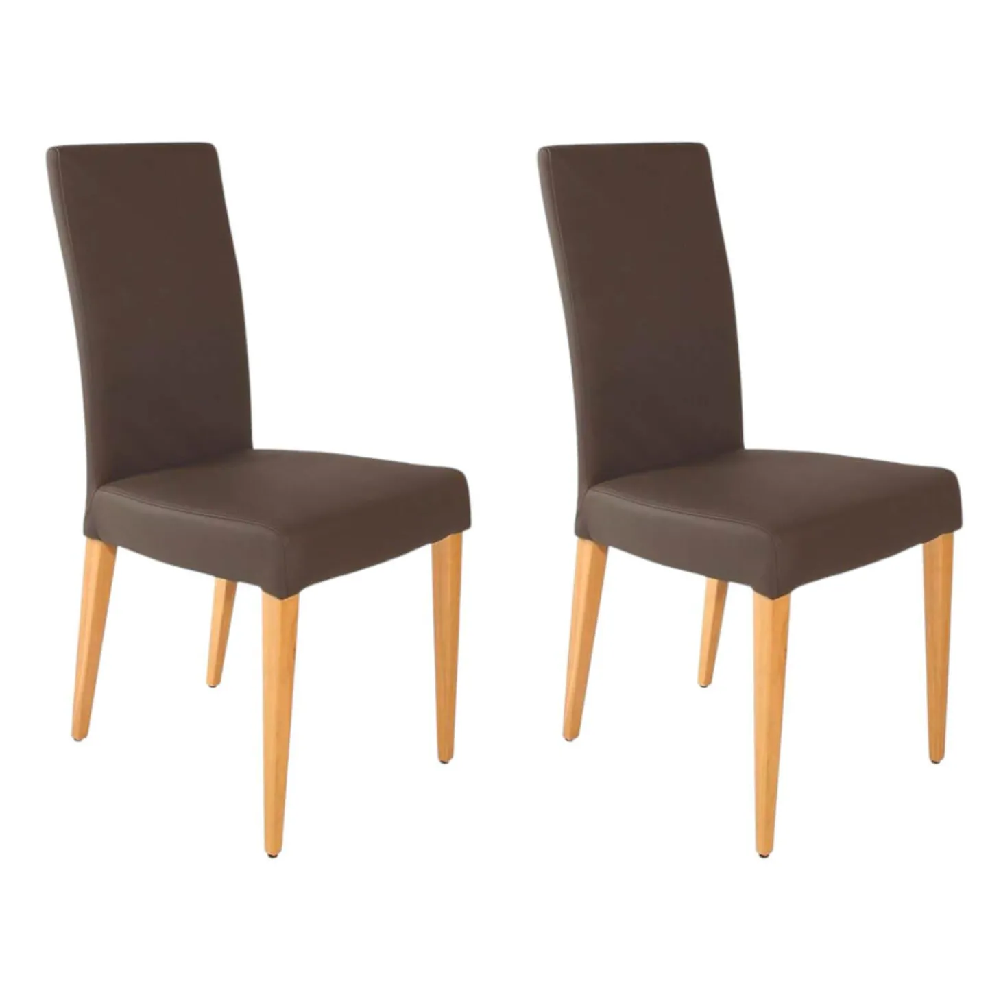 2er-Set Stuhl Diverso Leder Toledo Bruin Braun Gestell Vierfuß Eiche Lackiert