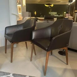 2er-Set Stuhl DS 279 01 Leder Select Café Braun Gestell Nussbaum