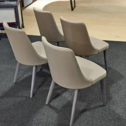 4er-Set Stuhl Eva Kunstleder A Farbe Talpa Beige Füße Eiche Grigio ohne Armlehne