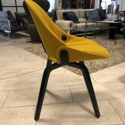 4er-Set Stuhl Flat 4NH Stoff Senf Holzfuß Esche Schwarz