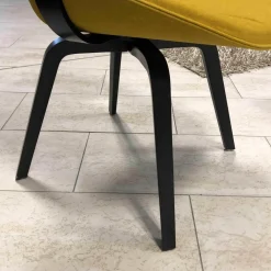 4er-Set Stuhl Flat 4NH Stoff Senf Holzfuß Esche Schwarz