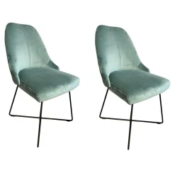 2er-Set Stuhl Flow Bezug Stoff Lennox 1-6847-082 Türkis Gestell Stahl Matt Schwarz