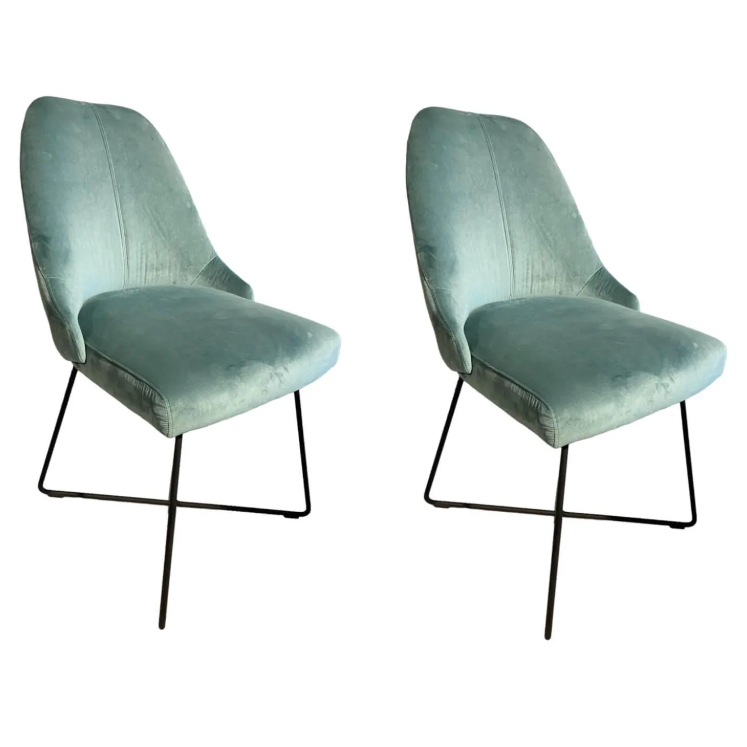 2er-Set Stuhl Flow Bezug Stoff Lennox 1-6847-082 Türkis Gestell Stahl Matt Schwarz