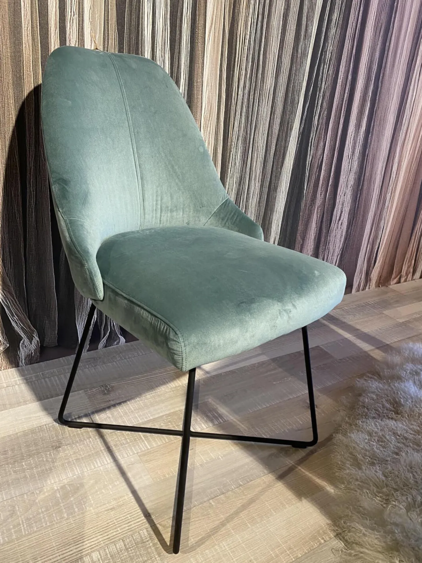 2er-Set Stuhl Flow Bezug Stoff Lennox 1-6847-082 Türkis Gestell Stahl Matt Schwarz