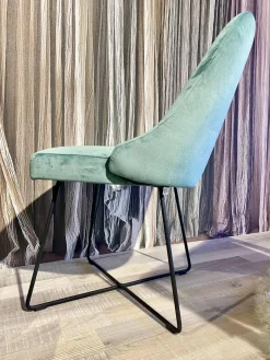 2er-Set Stuhl Flow Bezug Stoff Lennox 1-6847-082 Türkis Gestell Stahl Matt Schwarz