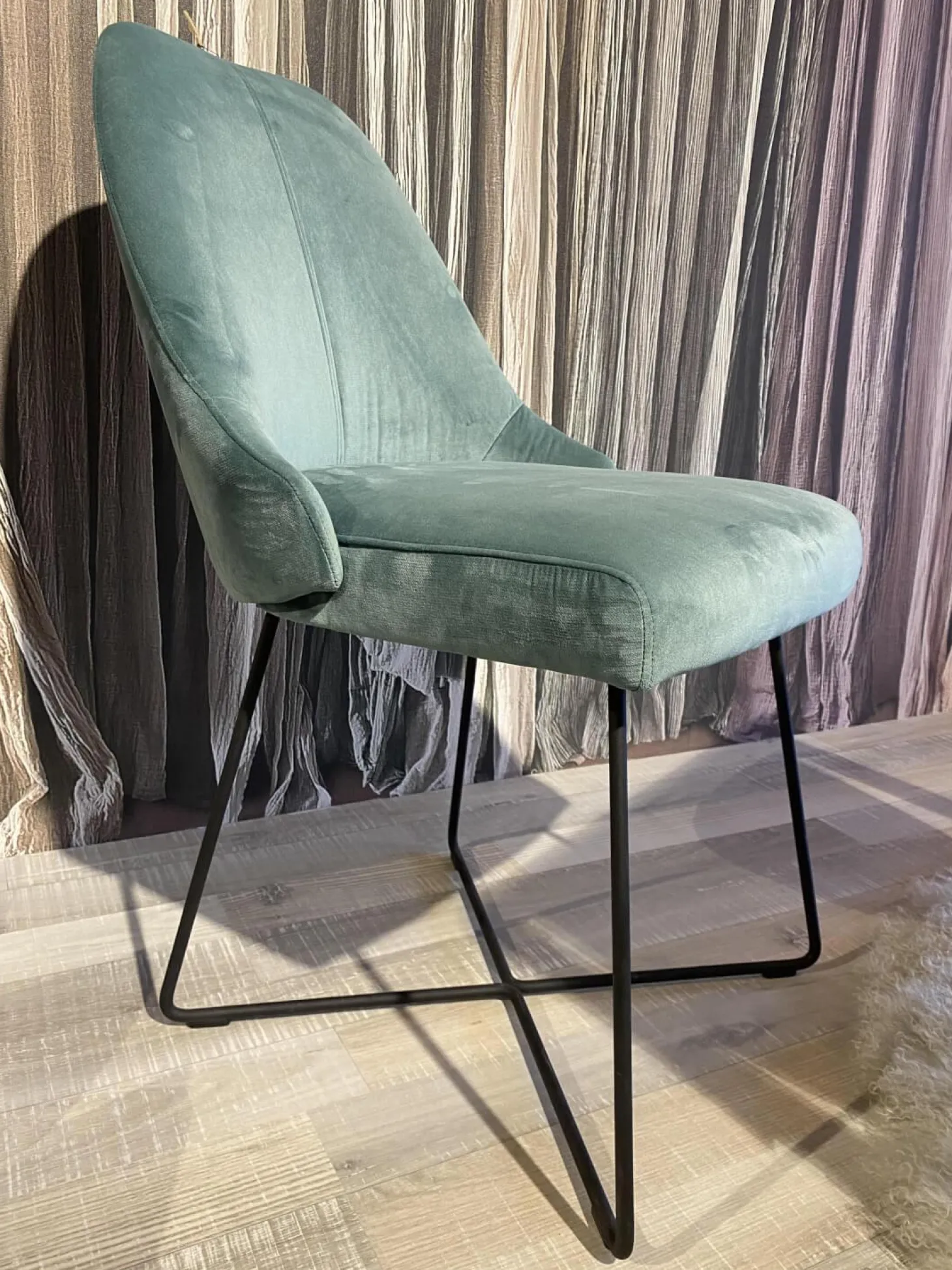 2er-Set Stuhl Flow Bezug Stoff Lennox 1-6847-082 Türkis Gestell Stahl Matt Schwarz