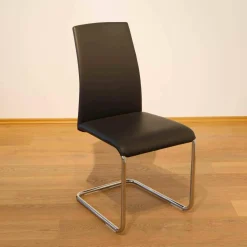 4er-Set Stuhl Freischwinger Luma Leder Grau