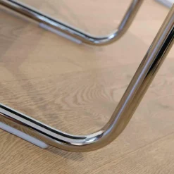 4er-Set Stuhl Freischwinger Luma Leder Grau