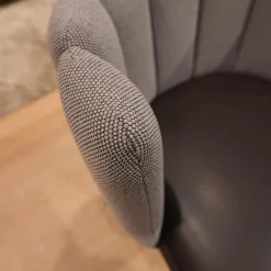 6er-Set Stuhl Gaia Bezug Sitz Leder Sauvage Moro Schwarz Rücken Stoff Rohi Opera Fango Grau Metallgestell Schwarz