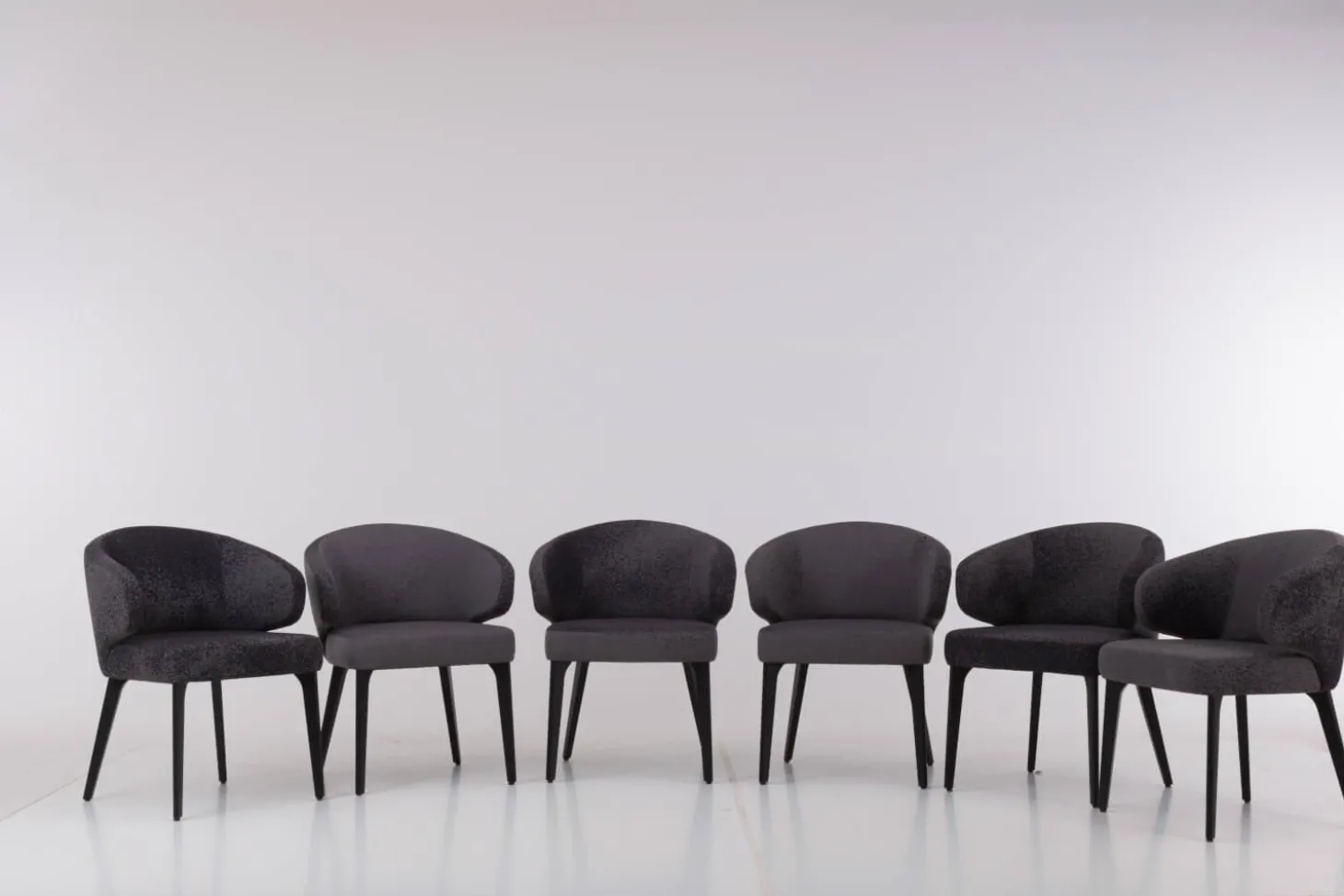 6er-Set Stuhl George Stoff Milkyway Rohi Grau Gestell Holz Schwarz Mit Drehbeschlag