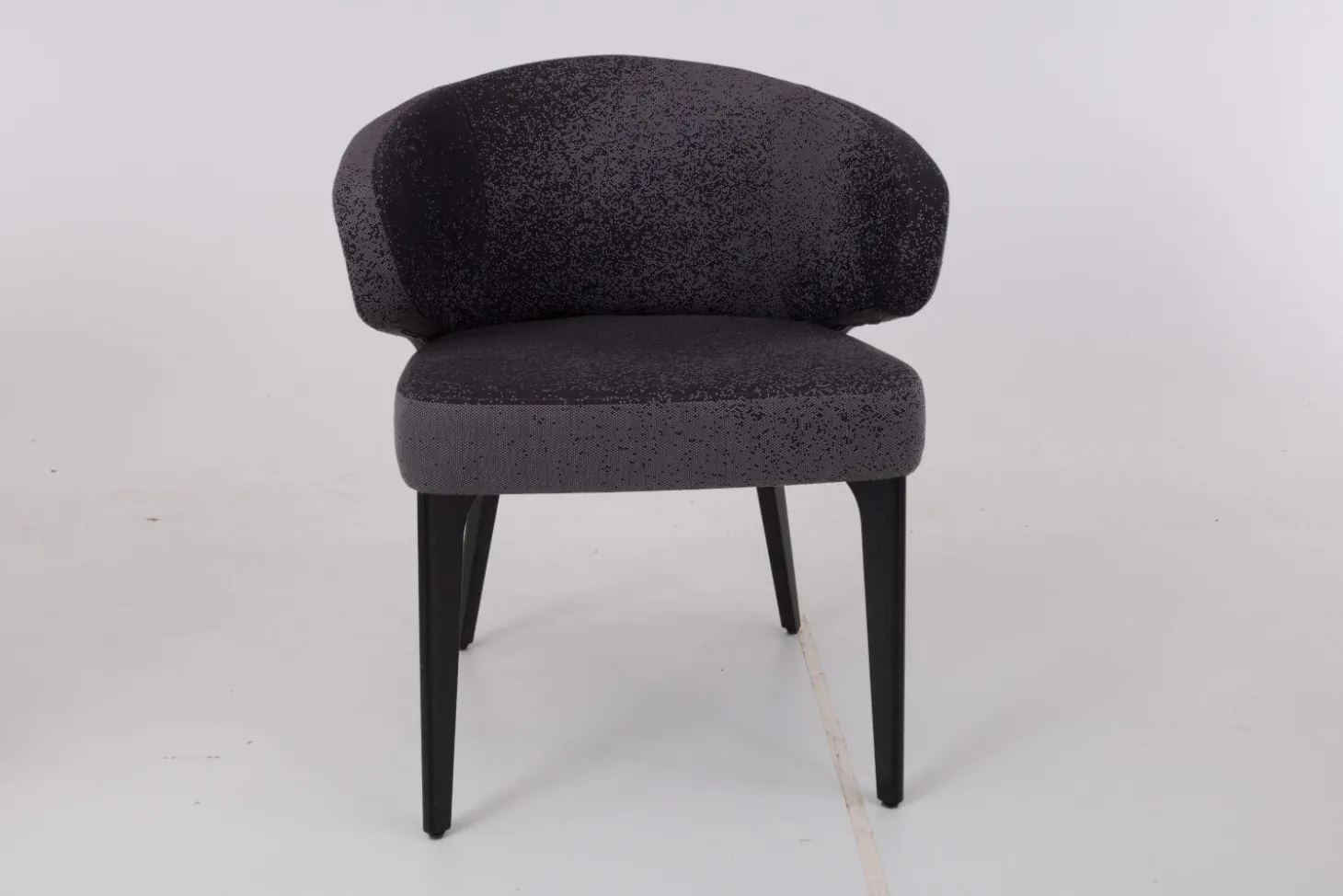 6er-Set Stuhl George Stoff Milkyway Rohi Grau Gestell Holz Schwarz Mit Drehbeschlag