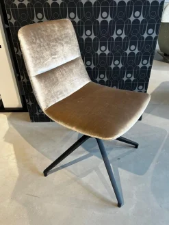 4er-Set Stuhl H100 Stoff Velour Glänzend Champagner