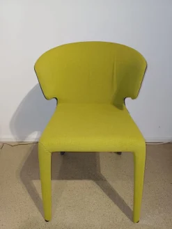 4er-Set Stuhl Hola Außen Leder 13X267 Grau Innen Stoff 13K550 Gelb Grün