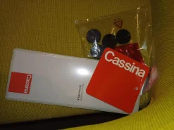 4er-Set Stuhl Hola Außen Leder 13X267 Grau Innen Stoff 13K550 Gelb Grün