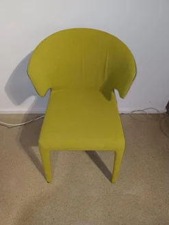 4er-Set Stuhl Hola Außen Leder 13X267 Grau Innen Stoff 13K550 Gelb Grün