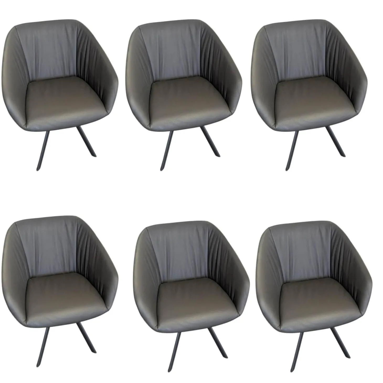 6er-Set Stuhl 18hundert Leder Colorado 756 Anthrazit Gestell Schwarzgrau