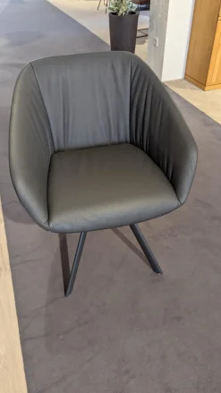 6er-Set Stuhl 18hundert Leder Colorado 756 Anthrazit Gestell Schwarzgrau