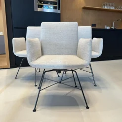 3er-Set Stuhl Jalis Stoff 8081 Muschel Grau Gestell Schwarz