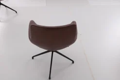 4er-Set Stuhl Jona Innen Stoff U3255K Braun Rot Außen Leder L9999A Braun Rot Gestell Schwarz