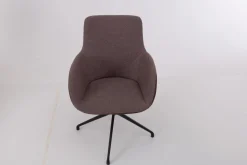 4er-Set Stuhl Jona Innen Stoff U3255K Braun Rot Außen Leder L9999A Braun Rot Gestell Schwarz