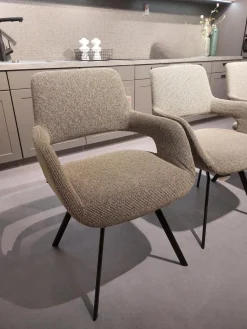 3er-Set Stuhl July Stoff Freiburg Stone Beige Grau Gestell Metall Anthrazit Pulverbeschichtet