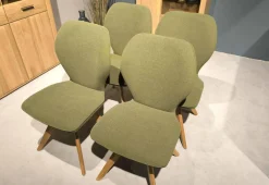 4er-Set Stuhl Linea Dining Trend Time Stoff Malera L Olive Grün Gestell Wildeiche Geölt Fest