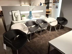 6er-Set Stuhl Little Perillo Leder Premium Schwarz Kunststoff Weiß