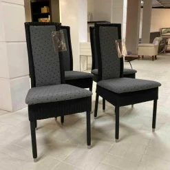 4er-Set Stuhl Loom Buche Anthrazit Umwickelt mit Loomgeflecht