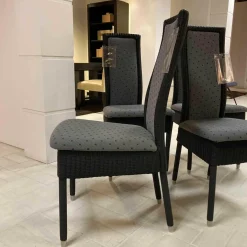 4er-Set Stuhl Loom Buche Anthrazit Umwickelt mit Loomgeflecht