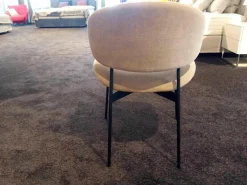 2er-Set Stuhl Luz Stoff Sahara Beige ohne Armlehne Gestell Schwarz