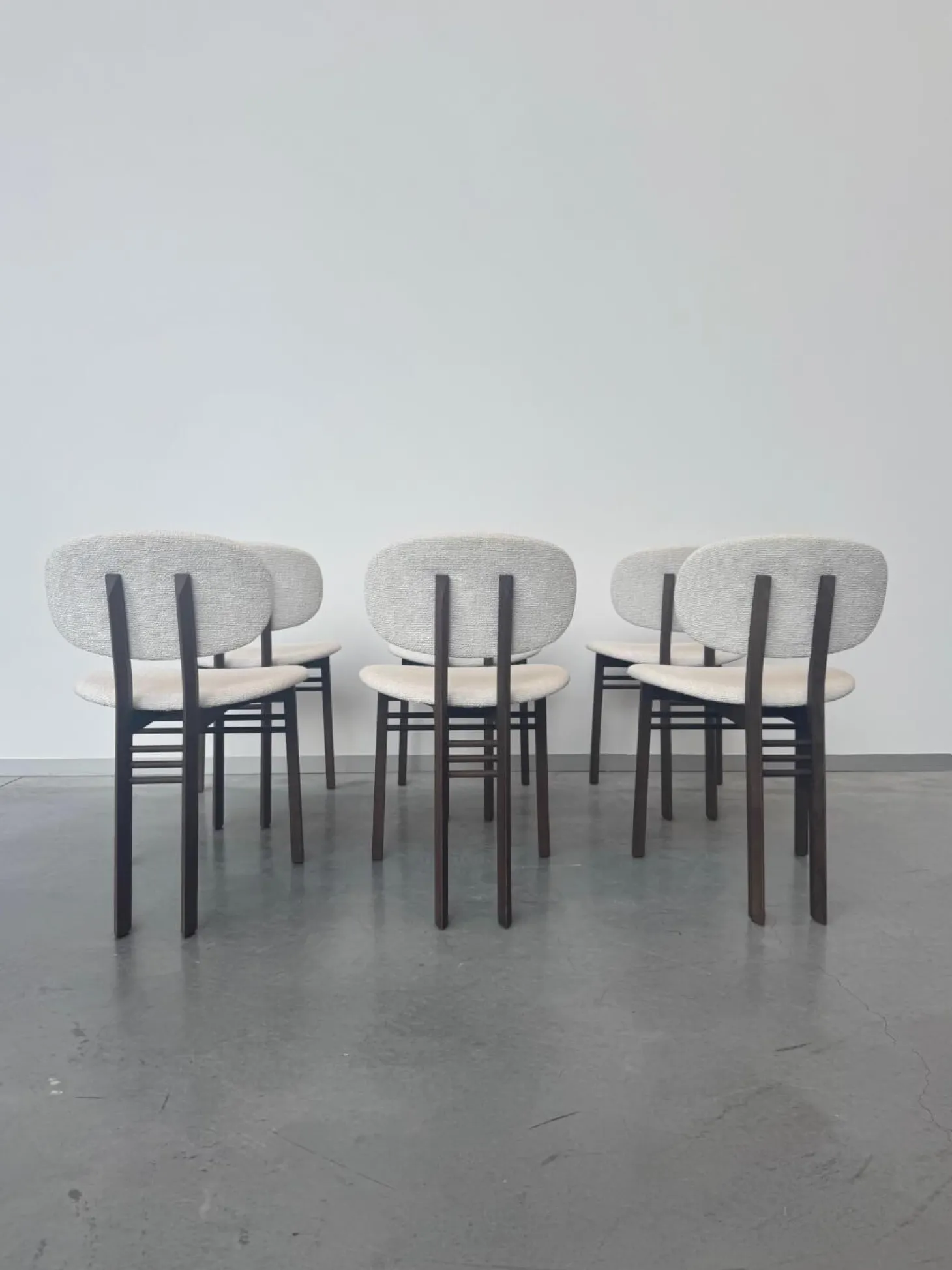 6er-Set Stuhl Med Stoff G Moss 04 R648 Beige Gestell Nussbaum Dunkel Gebeizt