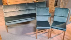 2er-Set Stuhl Mit Bank Stoff Trivisio Lugano Skyblue Gestell Eiche Bianco Geölt