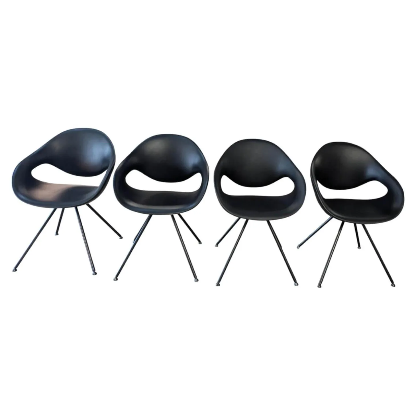 4er-Set Stuhl Moon Integralschaum Schwarz Füße Schwarz