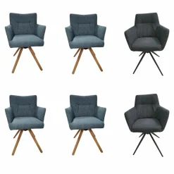 6er-Set Stuhl Nashville Stoff Alpine Denim Alpine Onyx Blau