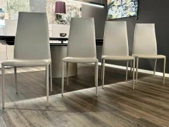 4er-Set Stuhl Norma Couture H Beige 951 Castoro mit Leder bezogen