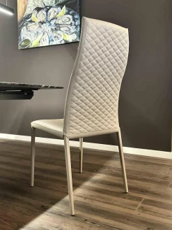 4er-Set Stuhl Norma Couture H Beige 951 Castoro mit Leder bezogen