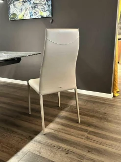 4er-Set Stuhl Norma Couture H Beige 951 Castoro mit Leder bezogen