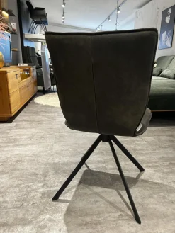 4er-Set Stuhl Nottingham Stoff Microfaser Aberdeen Anthrazit Stativ Gestell Eisen Schwarz