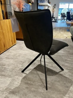 4er-Set Stuhl Nottingham Stoff Microfaser Aberdeen Anthrazit Stativ Gestell Eisen Schwarz