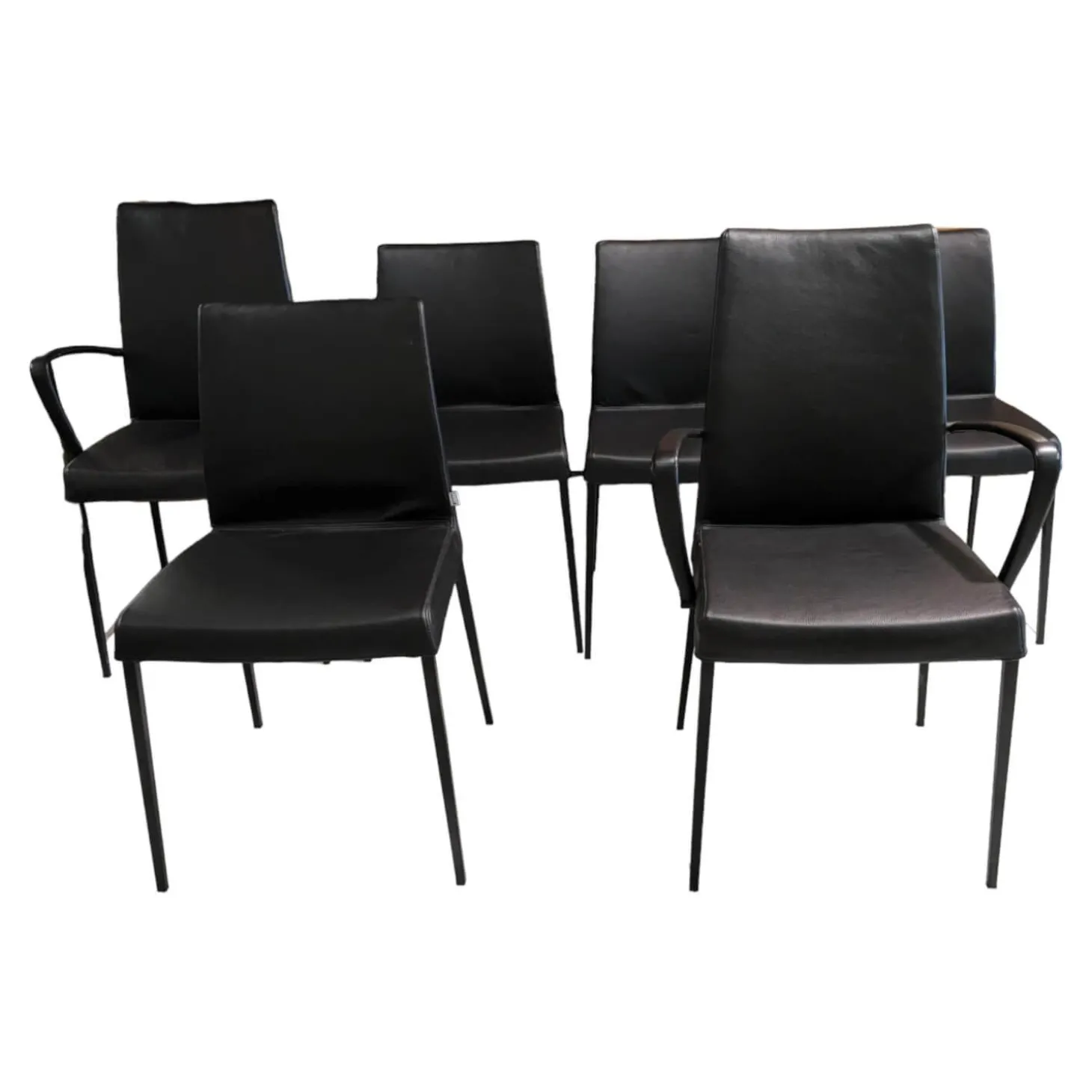 6er-Set Stuhl Perla Leder Celia Nero