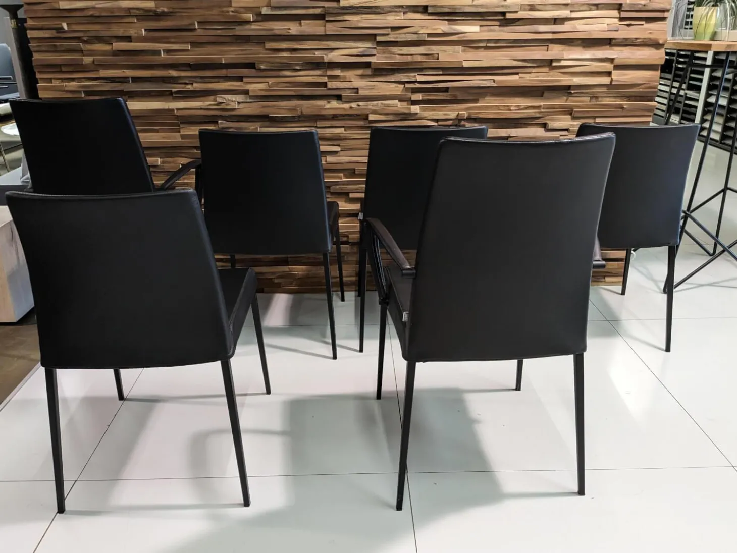 6er-Set Stuhl Perla Leder Celia Nero