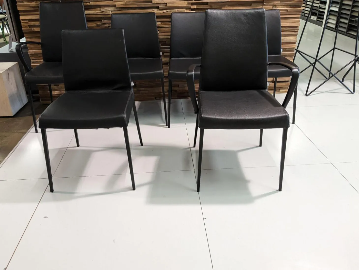 6er-Set Stuhl Perla Leder Celia Nero