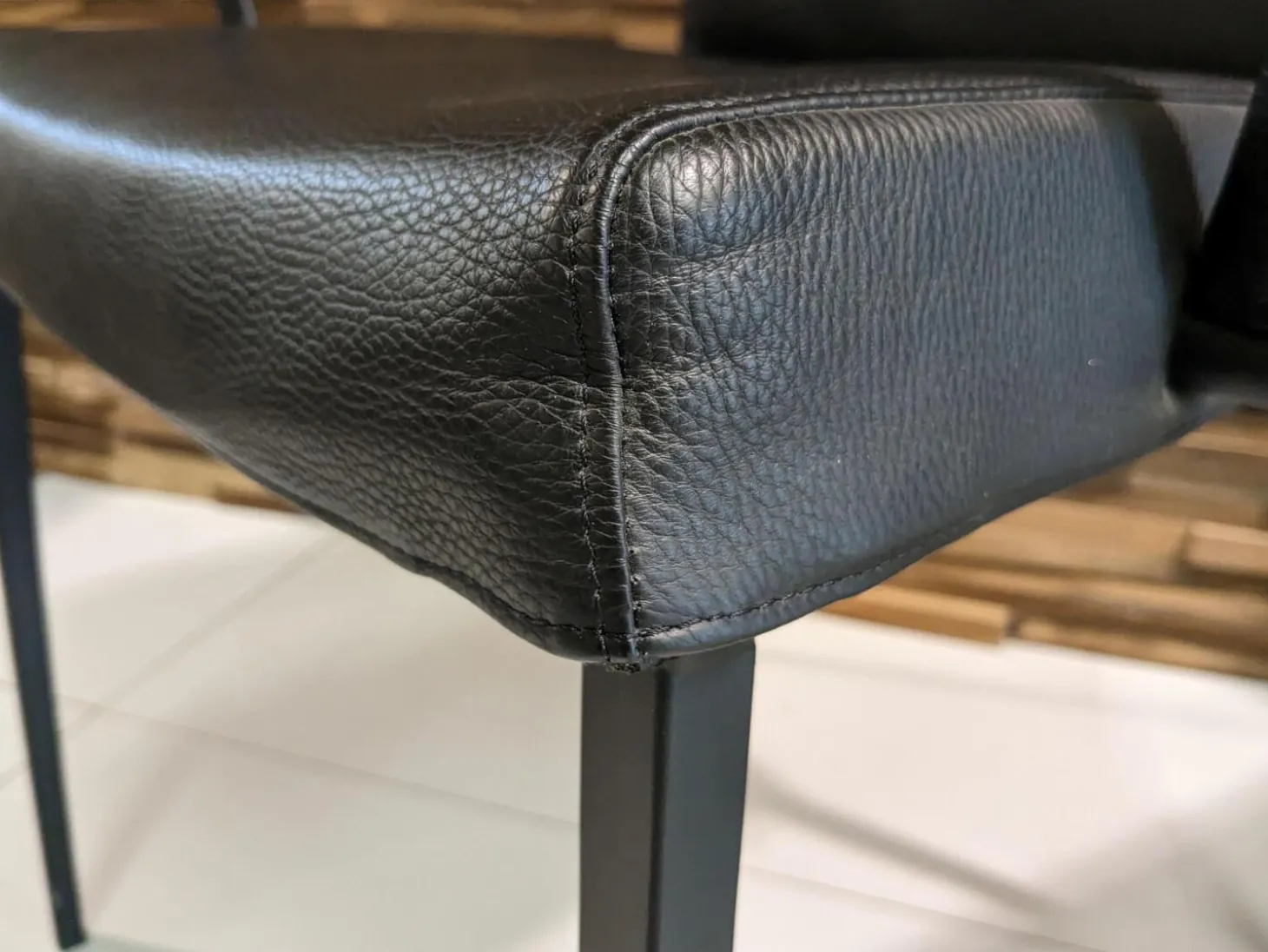 6er-Set Stuhl Perla Leder Celia Nero